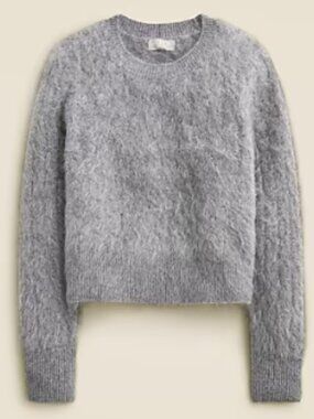 J.Crew Brushed Cashmere Shrunken Crewneck Sweater in Heather Dark Gray S